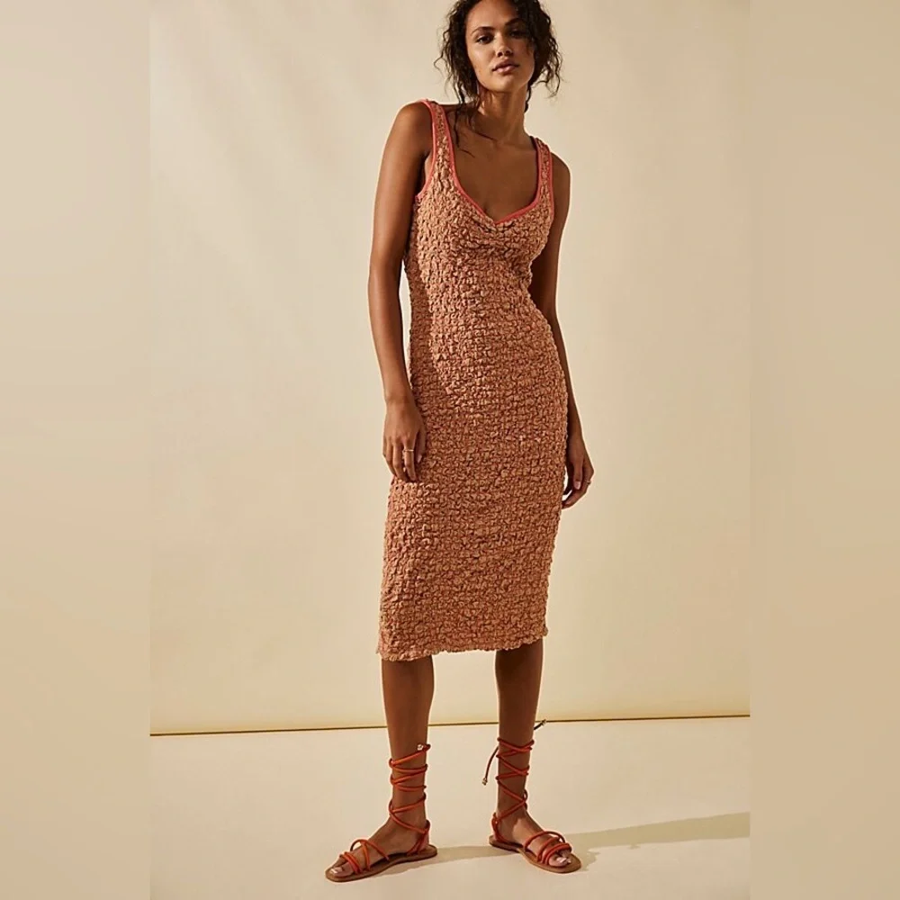 Free People Set The Bar Midi Dress | Size Large - Picture 2 of 7